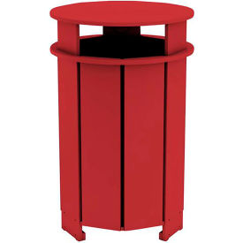 Ledge® Lounger Mainstay Industrial Round Trash Bin & Liner 40 Gallon Capacity Red 