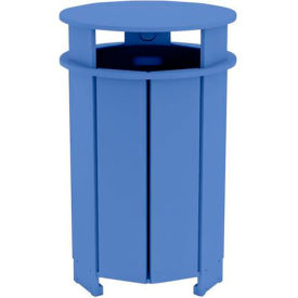 Ledge Lounger Mainstay Round Trash Bin & Liner, 40 Gallon Capacity, Sky Blue view 2
