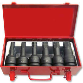 Urrea Professional Tools 75150 Urrea Hex Fractional Impact Socket Bit Set, 75150, 3/4" Drive, 6 Pt, 1/2"-1", 6 Pieces W/Metal Case image.