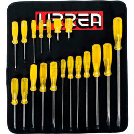 Urrea Professional Tools 9600E Urrea Amber Handle Screwdriver Set, 9600E, Flat, Cabinet & Phillips Tip, 19 Pieces image.