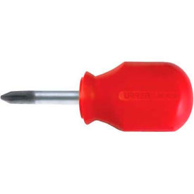 Urrea Professional Tools 9671R Urrea Red Handle Screwdriver, 9671R, #2 Phillips Tip, 3-13/32"L, 1 3/8"L X 1/4" Stubby Round Shank image.