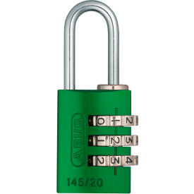 Abus 14525 ABUS Anodized Aluminum Resettable 3-Dial Combination Lock 145/20 C - Green image.