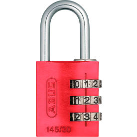 Abus 14534 ABUS Anodized Aluminum Resettable 3-Dial Combination Lock 145/30 C - Red image.