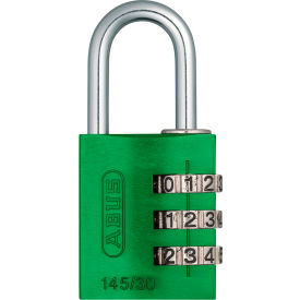 Abus 14535 ABUS Anodized Aluminum Resettable 3-Dial Combination Lock 145/30 C - Green image.
