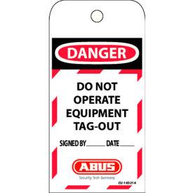Abus 73004 ABUS T100 Laminated Vinyl DO NOT OPERATE Safety Lockout Tag, 73004 image.