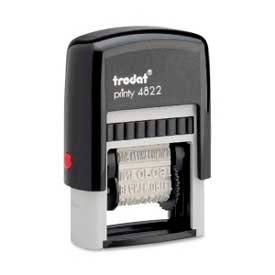 U.S. Stamp & Sign E4822 U.S. Stamp & Sign Trodat® Self-inking Message Stamp, 12 Phrases, 3/8" x 1-1/4", Red image.