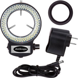 UNITED SCOPE LLC. LED-144B-ZK AmScope LED-144B-ZK LED Adjustable Compact Microscope Ring Light with Adapter  image.