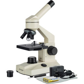AmScope 40X-1000X All-Metal All Optical Glass Lens Student Biological Field Microscope w/LED Light