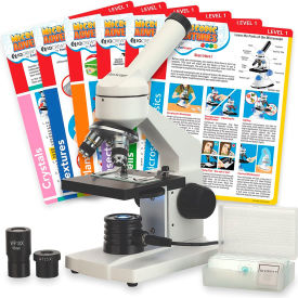 UNITED SCOPE LLC. M102C-PB10-EXCL1 AmScope 40X-1000X Monocular LED Metal Frame Compound Microscope with Blank Slides & Experiment Cards image.