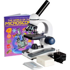 UNITED SCOPE LLC. M150C-PS25-WM AmScope M150C-PS25-WM 40X-1000X Coarse & Fine Student Compound Microscope + 25 pcs. Slides & Book image.