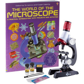 AmScope 100X-1200X LED Kids Beginner Microscope Toy Set, Slides Preparation Kit & Microscope Book