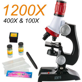 UNITED SCOPE LLC. M28-KT1-W AmScope 100X-1200X LED Kids Beginner Microscope Toy Set & Slides Preparation Kit image.