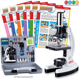 UNITED SCOPE LLC. M30-ABS-KT2-W-EXCL1 AmScope 120X-1200X 52-pc Beginner Microscope STEM Kit, Microscope, Slides, LED Light, Case & Cards image.