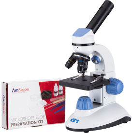 UNITED SCOPE LLC. M50-B14 AMSCOPE-KIDS 40X-400X Dual Illumination Microscope for Kids, Blue image.