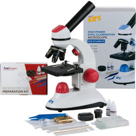 UNITED SCOPE LLC. M50C-R14 AmScope IQCrew 40X-1000X Dual Illumination Microscope for Kids, Red image.