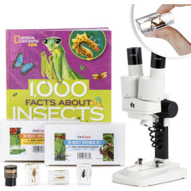 AmScope 20X-40X Portable Stereo Microscope, Deluxe 3D Insect Specimen Kits, Book & Digital Camera