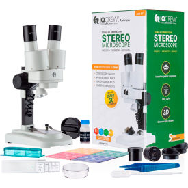 UNITED SCOPE LLC. SE102Z-KT1 AmScope IQCrew 20X-50X Kids Portable Dual-Illumination Stereo Microscope with Tool Kit image.
