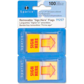 Sparco Products SPR19257 Sparco™ "Sign Here" Flags, 1" x 1-3/4", Yellow, 50 Flags/Dispenser, 2 Dispensers/Pack image.