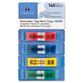 Sparco™ ""Sign Here"" Flags 1/2"" x 1-3/4"" Assorted 140 Flags/Pack