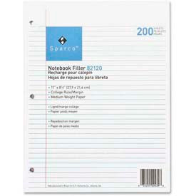 Sparco Products 82120 Sparco™ Notebook Filler Paper, 8-1/2" x 11", College Ruled, White, 200 Sheets/Pack image.