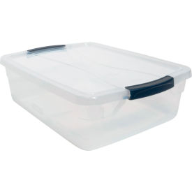 United Solutions RMCC160000/8 Rubbermaid® Cleverstore™ Clear Latching Storage Tote w/Lid 16 Quart 16-7/8x13-3/8x5-1/2 image.