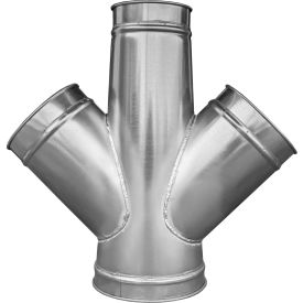 US DUCT INC RBD06R04R04R04R45.G18 US Duct Clamp Together Double Branch, 45 ° 6-4-4-4, 6" Diameter, Galvanized, 18 Gauge image.