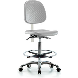 Blue Ridge Ergonomics Class 10 Polyurethane Clean Room High Bench Height Chair with Mid Back Gray 