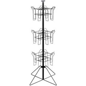 Vulcan Industries 2103A Rotating Literature Display w/ 12 Oversized Wire Pockets & Wire Base, Black image.