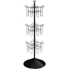 Vulcan Industries 2103M Rotating Literature Display w/ 12 Oversized Wire Pockets & Round Base, Black image.