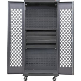 Global Industrial Configurable Ventilated Mobile Drawer Cabinet 36Wx24Dx85H Gray 4 Drawers 