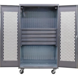 Global Industrial Configurable Ventilated Mobile Drawer Cabinet 48W x 24D x 85H Gray 4 Drawers 