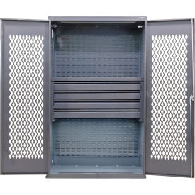 Global Industrial Configurable Ventilated Drawer Cabinet 48"W x 24"D x 78"H Gray 4 Drawers 