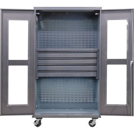 Global Industrial Configurable Clear-View Mobile Drawer Cabinet 48W x 24D x 85H Gray 4 Drawers 