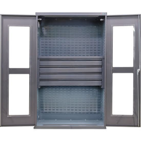 Global Industrial Configurable Clear-View Drawer Cabinet 48"W x 24"D x 78"H Gray 4 Drawers 