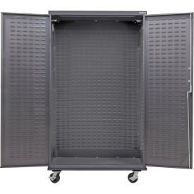 Global Industrial Configurable Electronic Locking Mobile Bin & Shelf Cabinet 48W x 24D x 85H Gray 