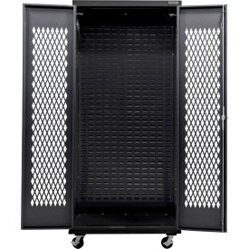 Global Industrial Configurable Ventilated Mobile Charging Cabinet 36"W x 24"D x 85"H Black 