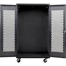 Global Industrial Configurable Ventilated Mobile Charging Cabinet 48"W x 24"D x 85"H Black 