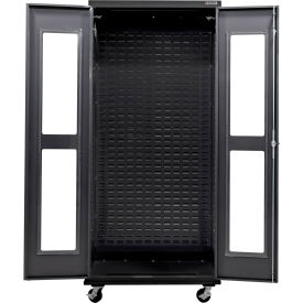 Global Industrial Configurable Clear-View Mobile Charging Cabinet 36"W x 24"D x 85"H Black 