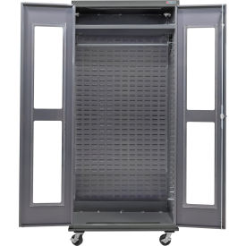 Global Industrial Configurable Clear-View Mobile Wardrobe Cabinet 36"W x 24"D x 85"H Gray 