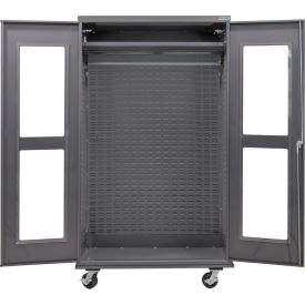 Global Industrial Configurable Clear-View Mobile Wardrobe Cabinet 48"W x 24"D x 85"H Gray 