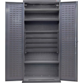 Global Industrial Configurable Drawer Cabinet 36"W x 24"D x 78"H Gray 4 Shelf 4 Drawers 