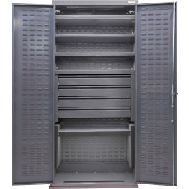 Global Industrial Configurable Drawer Cabinet 36"W x 24"D x 78"H Gray 5 Shelf 4 Drawers 