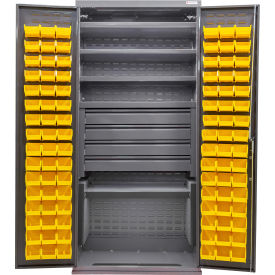 Global Industrial Configurable Drawer Cabinet36"Wx24"Dx78"HGray5 Shelf4 Drawers96 Yellow Bins 