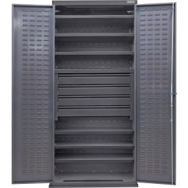 Global Industrial Configurable Drawer Cabinet 36"W x 24"D x 78"H Gray 6 Shelf 4 Drawers 