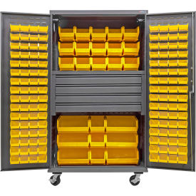 Global Industrial Configurable Mobile Drawer Cabinet48W x 24D x 85HGray4 Drawers174 Yellow Bins 