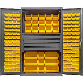 Global Industrial Configurable Drawer Cabinet 48"W x 24"D x 78"H Gray 4 Drawers 174 Yellow Bins 