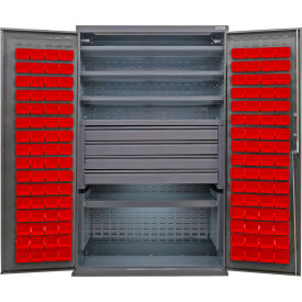 Global Industrial Configurable Drawer Cabinet48Wx24Dx78HGray5 Shelf4 Drawers120 Red Bins 