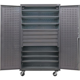 Global Industrial Configurable Mobile Drawer Cabinet 48W x 24D x 85H Gray 6 Shelf 4 Drawers 