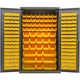 Global Industrial Configurable Bin Cabinet 48"W x 24"D x 78"H Gray 210 Yellow Bins 