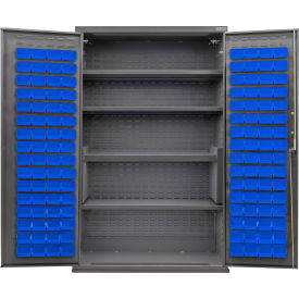 Global Industrial Configurable Bin & Shelf Cabinet 48Wx24Dx78H Gray 4 Shelf 120 Blue Bins 